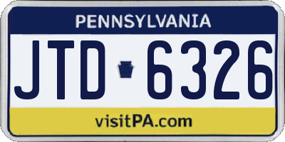 PA license plate JTD6326