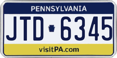 PA license plate JTD6345