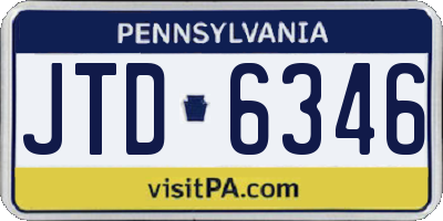 PA license plate JTD6346
