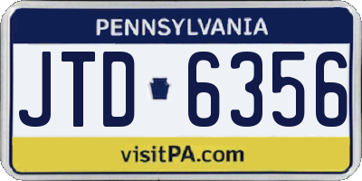 PA license plate JTD6356