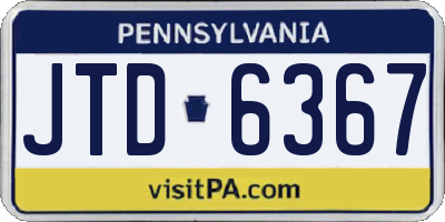 PA license plate JTD6367