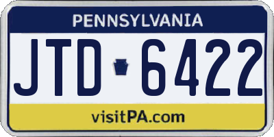 PA license plate JTD6422