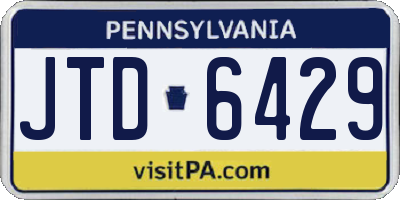 PA license plate JTD6429
