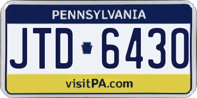 PA license plate JTD6430
