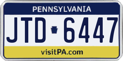 PA license plate JTD6447