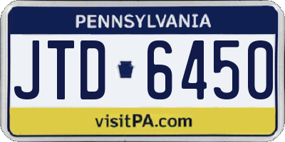 PA license plate JTD6450