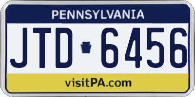 PA license plate JTD6456