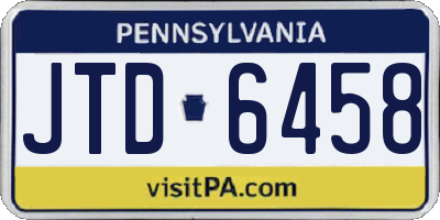 PA license plate JTD6458