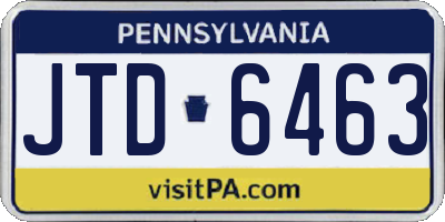 PA license plate JTD6463