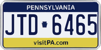 PA license plate JTD6465