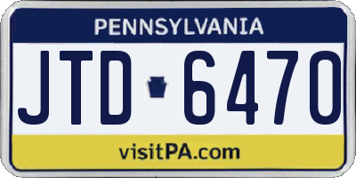 PA license plate JTD6470