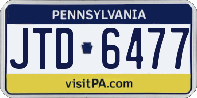 PA license plate JTD6477