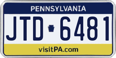 PA license plate JTD6481