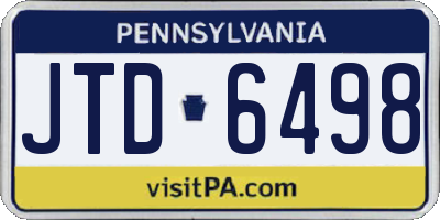 PA license plate JTD6498