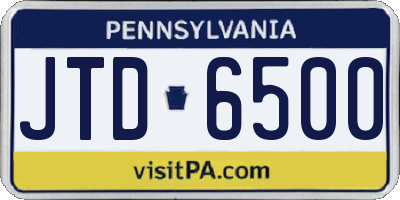 PA license plate JTD6500