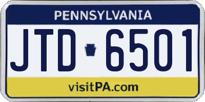 PA license plate JTD6501