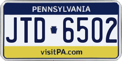 PA license plate JTD6502