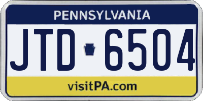 PA license plate JTD6504