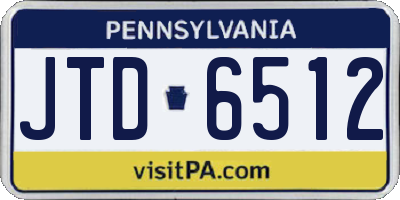 PA license plate JTD6512