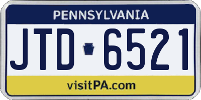 PA license plate JTD6521