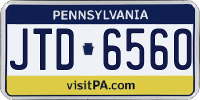 PA license plate JTD6560