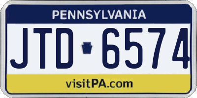PA license plate JTD6574