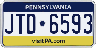 PA license plate JTD6593
