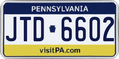 PA license plate JTD6602