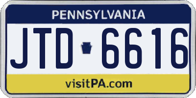PA license plate JTD6616