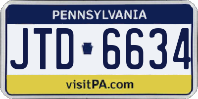 PA license plate JTD6634
