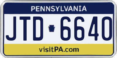 PA license plate JTD6640