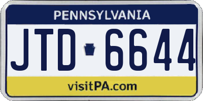 PA license plate JTD6644