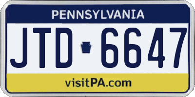 PA license plate JTD6647