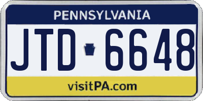 PA license plate JTD6648