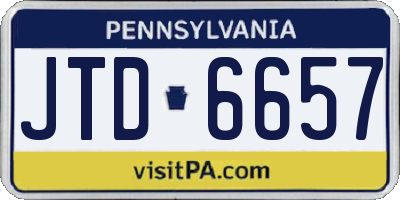 PA license plate JTD6657