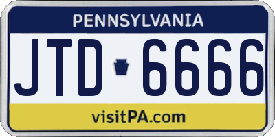 PA license plate JTD6666