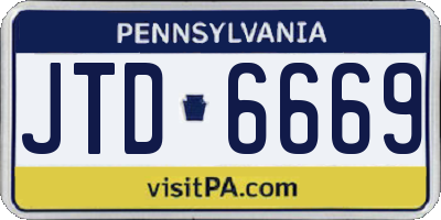 PA license plate JTD6669
