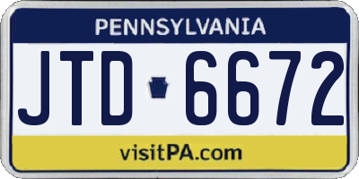 PA license plate JTD6672