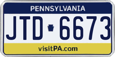 PA license plate JTD6673
