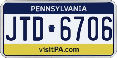 PA license plate JTD6706
