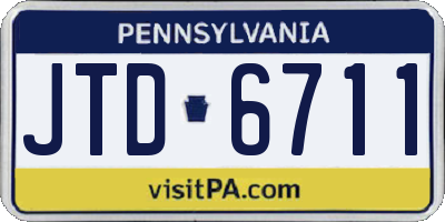 PA license plate JTD6711