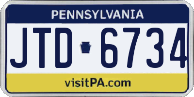 PA license plate JTD6734