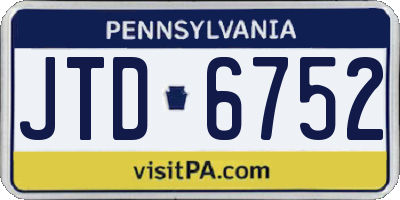 PA license plate JTD6752
