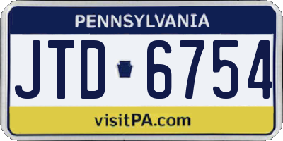 PA license plate JTD6754