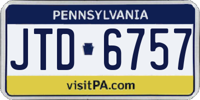 PA license plate JTD6757