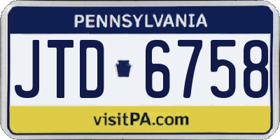 PA license plate JTD6758