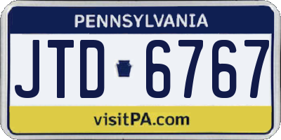 PA license plate JTD6767