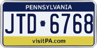 PA license plate JTD6768