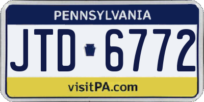 PA license plate JTD6772