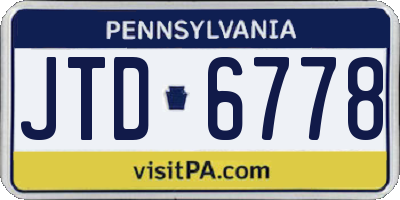 PA license plate JTD6778
